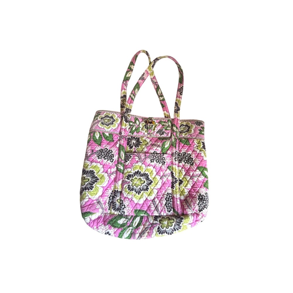 Vera Bradley Margarita Quilted Cotton Tote Bag Pink Floral Shoulder Bag - Picture 3 of 12
